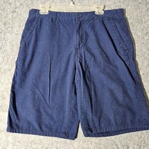 Freeworld Chino Shorts Men 34 Blue Flat Front Cotton Blend